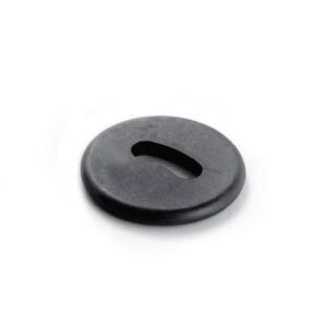 Front side of a black oval hole button